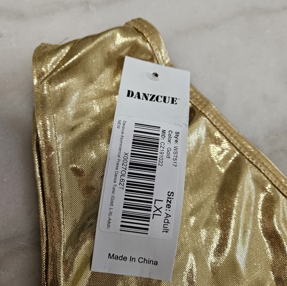NEW Danzcue Asymmetrical Dance Sholder Dress, Size L-XL, Golden - Picture 11 of 11